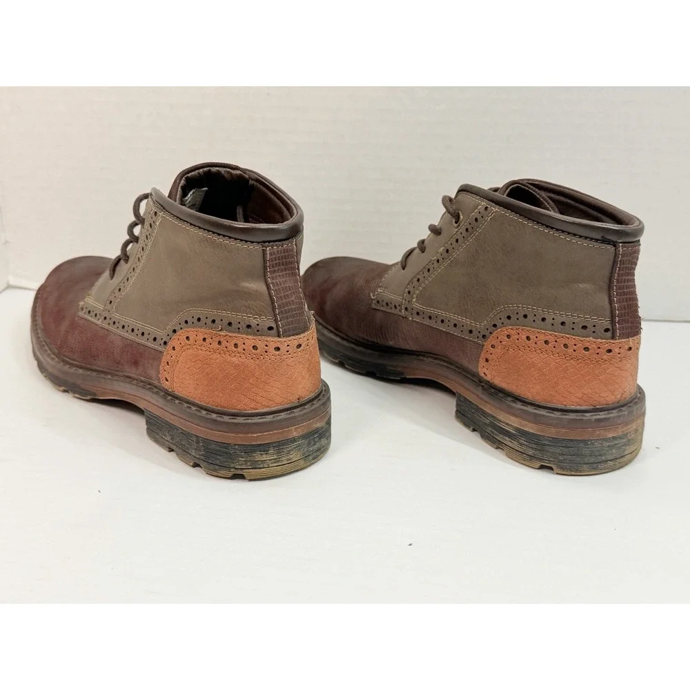 Freeman Chester Chukka Boots Brown Gray Memory Foam Men's 8.5M Casual Lace Up
